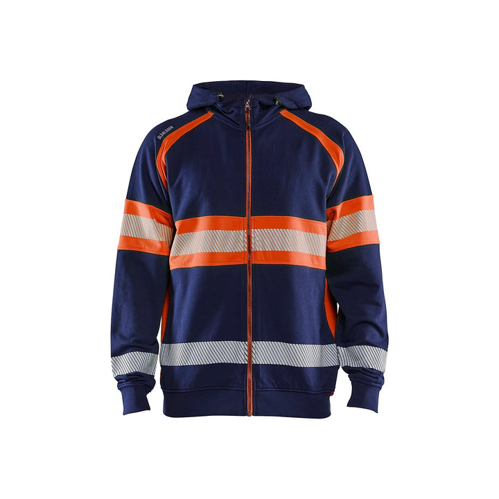BLÅKLÄDER Blaklader 3552-1158 Warnschutz-Sweatshirt mit Kapuze XXL Marineblau/Orange, XXL Marineblau