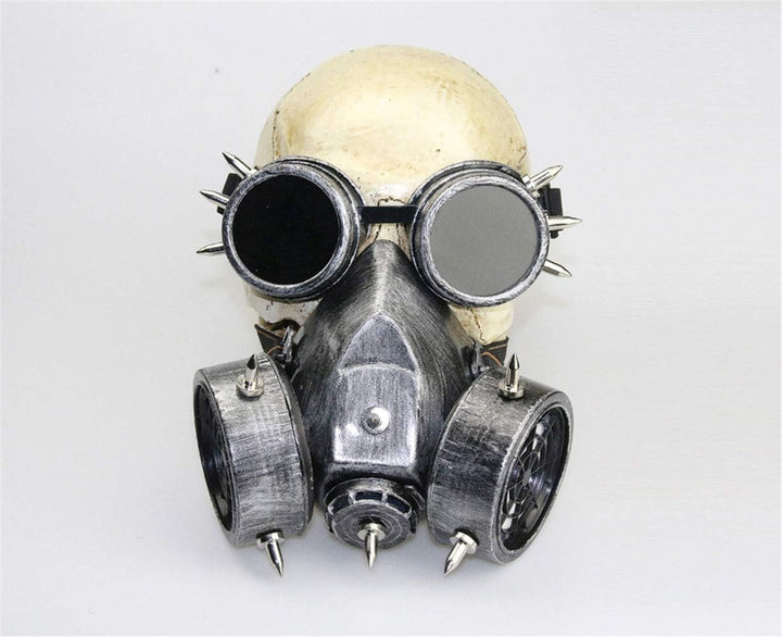 Ulalaza Steampunk Gasbrille Maske Retro Gothic Punk Zombie Soldaten Schädel Maske für Halloween Cosp