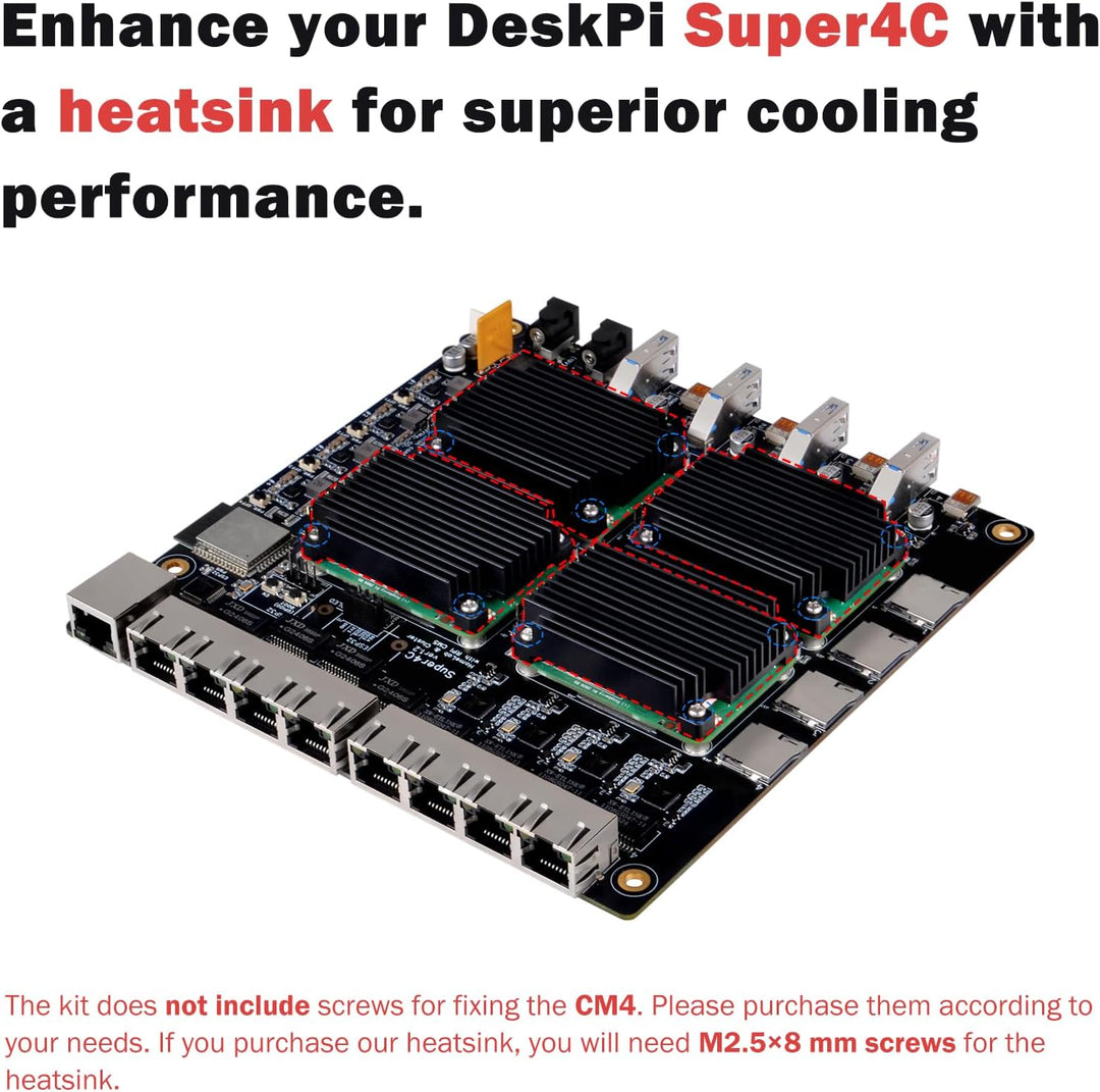 DeskPi Super4C für Raspberry Pi Compute Module 5, Cluster Mini-ITX Board Unterstützt 4 CM5, 2.5GbE +