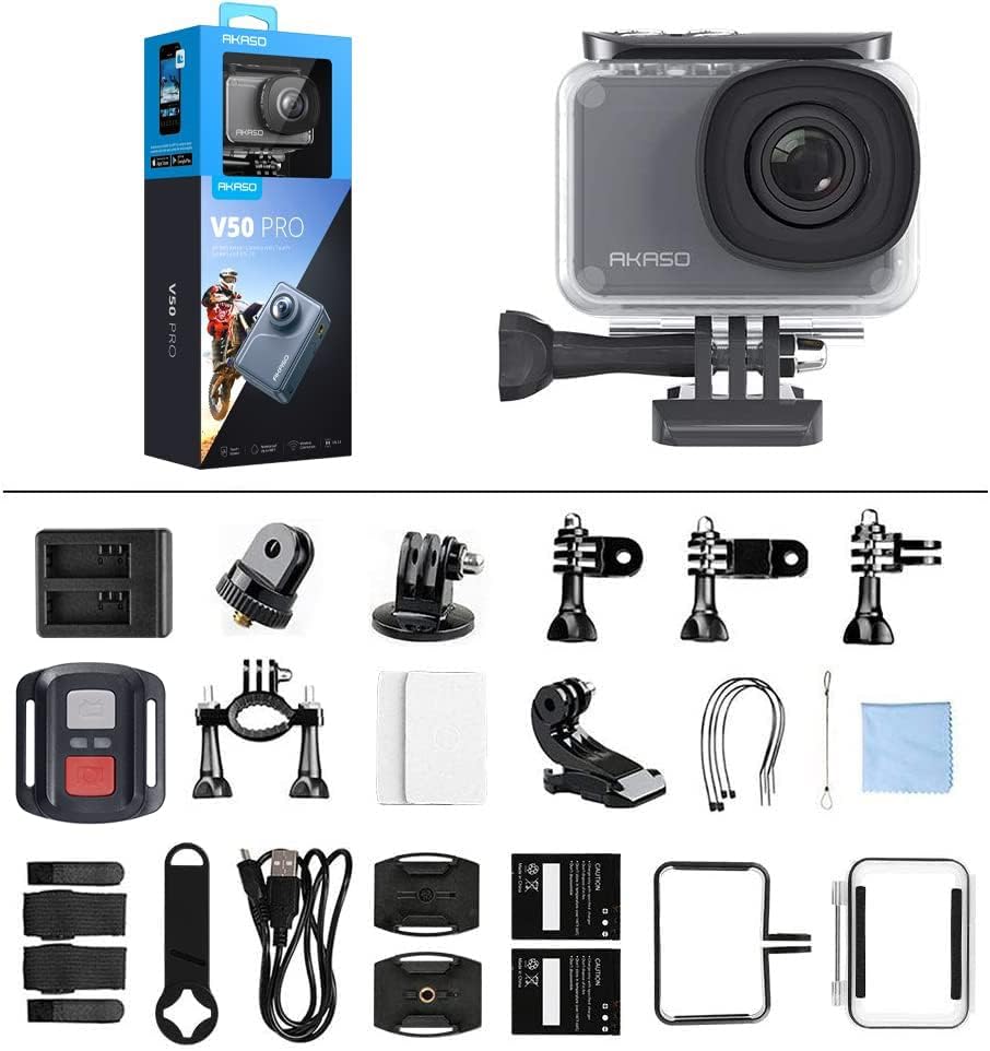 AKASO Action Cam 4K 30FPS Action Kamera 20MP WiFi mit Touchscreen EIS 40M unterwasserkamera mit Spra