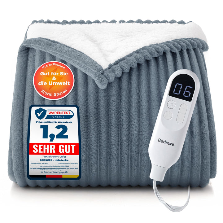 BEDSURE Heizdecke Wärmedecke Elektrische Kuscheldecke - mit Abschaltautomatik, 6 Heizstufen & 10 Stu