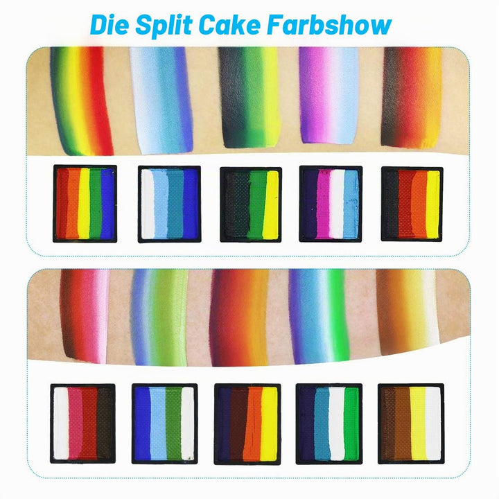 Bowitzki Professionelles Schminkset für Kinder und Erwachsene, 12 x 10 g, Schminkset mit Schablone,