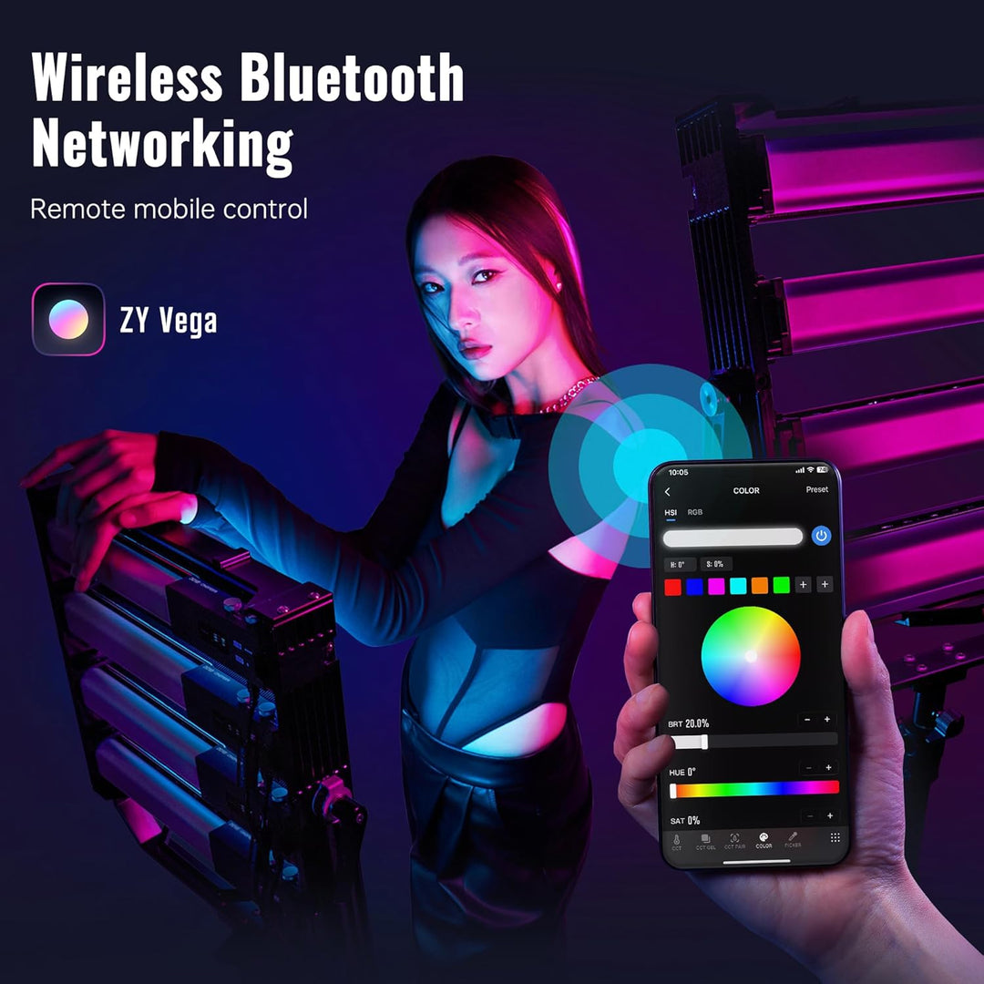 ZHIYUN CINEPEER C100 100W RGB Lichtstab, APP-Steuerung Videoleuchte Handgehalten 2700K-6500K CRI 95+