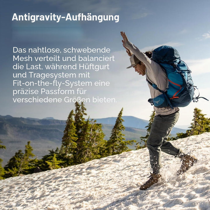 Osprey Europe Herren Atmos Ag Lt 50 Backpack Scenic Valley/Green Peppercorn S-M, Scenic Valley/Green