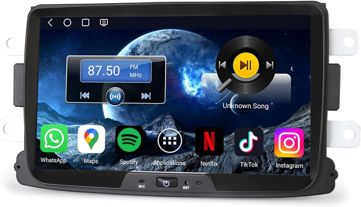 Erisin 8" Qualcomm 8-Kern 4GB+64GB Android 14 Autoradio Bluetooth für Renault Dacia Duster Logan San