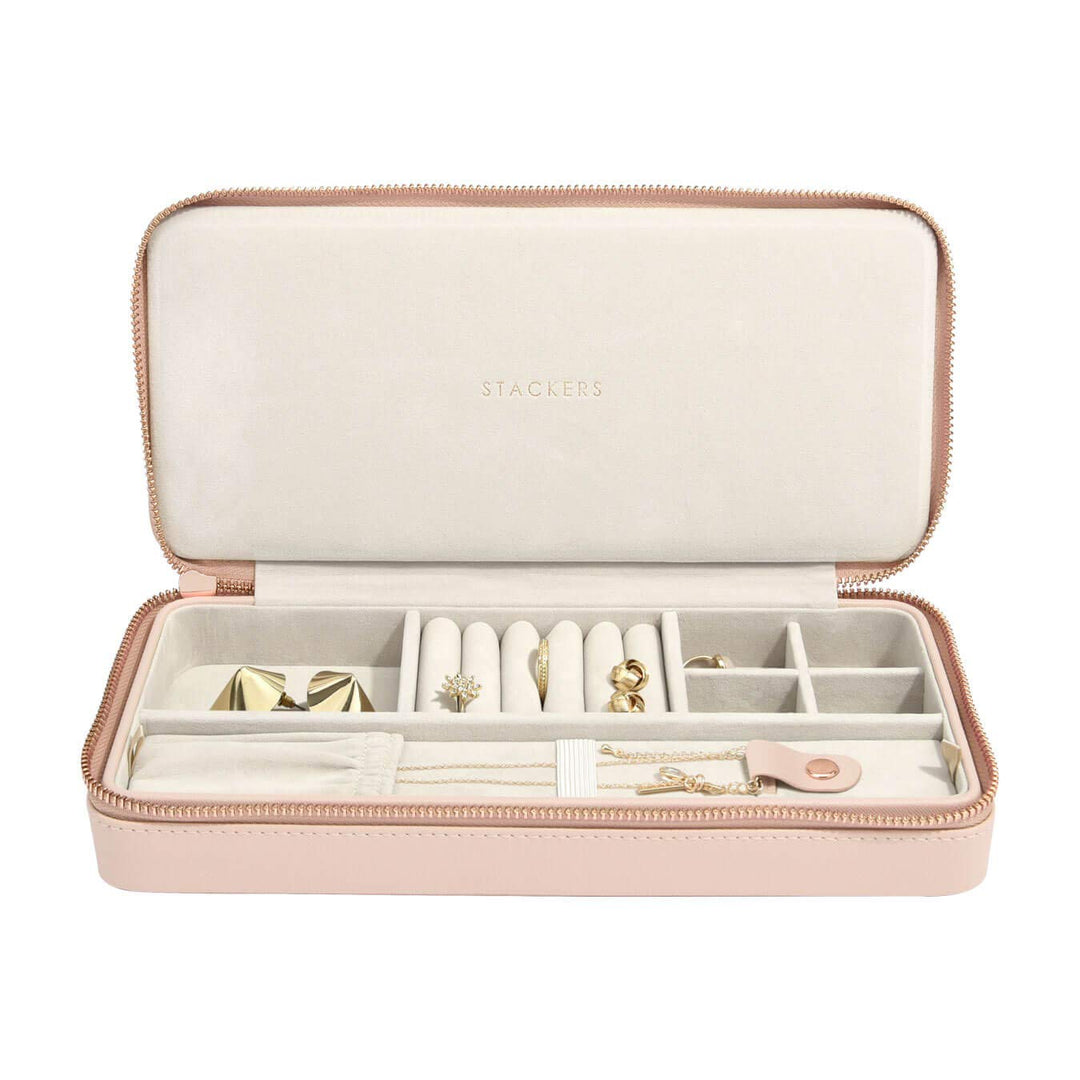 Stackers | schlanke Halsketten-Schmuckbox im Reiseformat, Blassrosa Hellrosa, Hellrosa