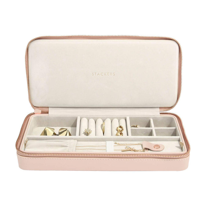 Stackers | schlanke Halsketten-Schmuckbox im Reiseformat, Blassrosa Hellrosa, Hellrosa