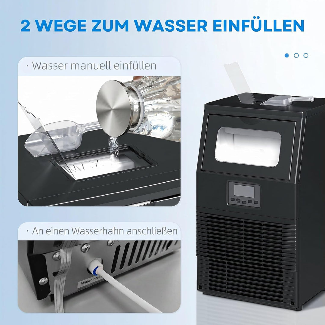 HOMCOM Kommerzielle Eiswürfelmaschine 30 kg/24H Eismaschine mit 4 kg Speicher, Freistehender Eiswürf