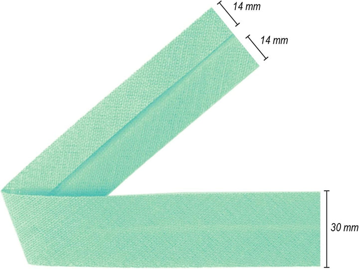 TEXTEX = 30 mm Breites Schrägband. 50% Baumwolle und 50% Polyester. Stück von 10m - (Aquamarin) 30mm