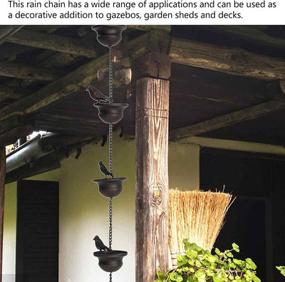 Pssopp Eisen Gehämmerte Cup Garden Products Regenkette, Regenketten Kolibri und Cup Regenketten Eise
