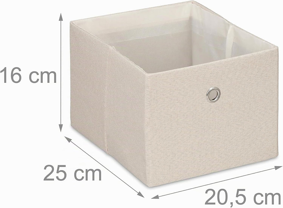 Relaxdays Aufbewahrungsbox, kleine Ordnungsbox aus Stoff, 2er-Set, HBT: 16 x 20,5 x 25 cm, Faltbarer