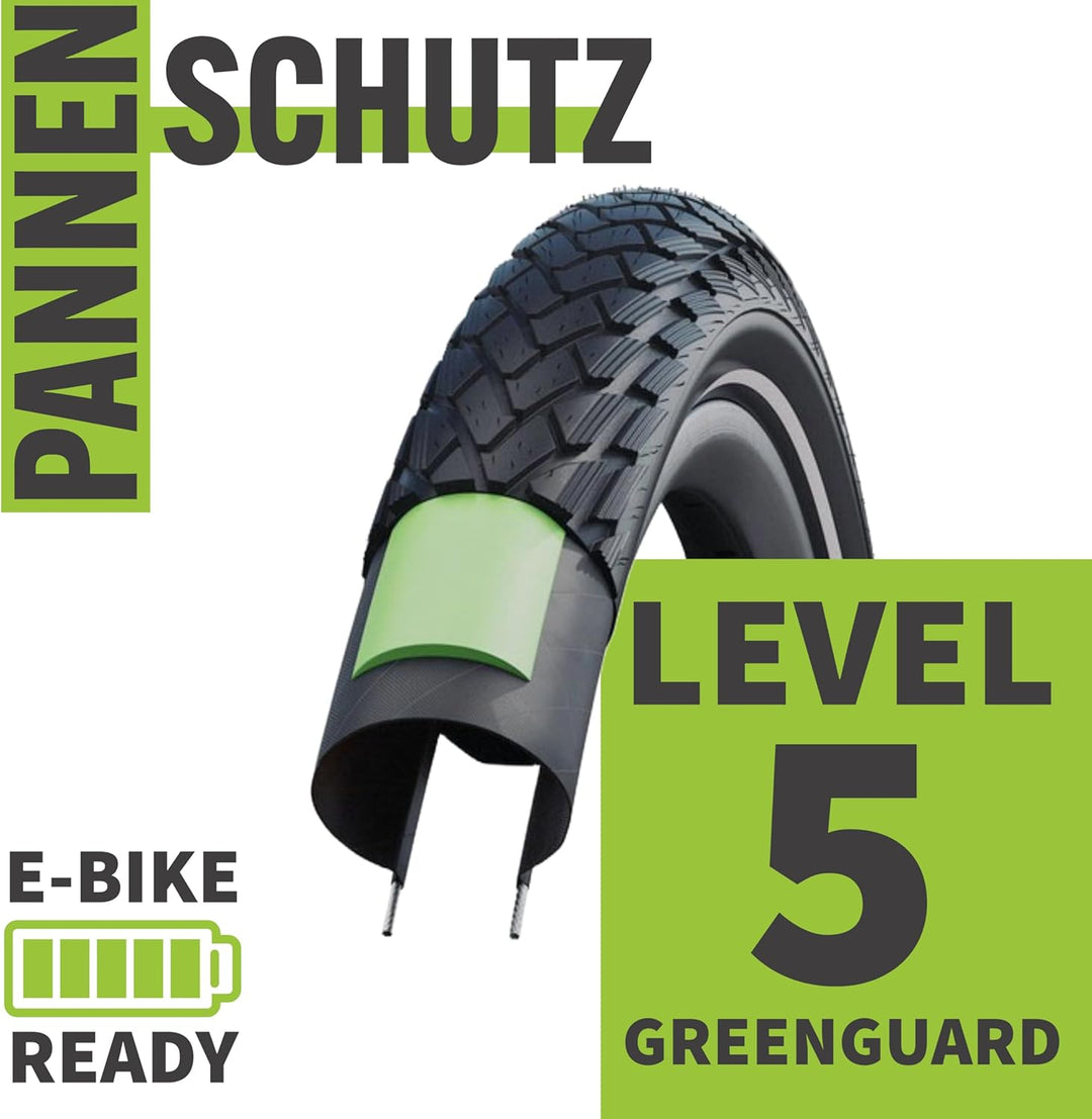 Schwalbe Fahrradreifen Green Marathon 28 Zoll – Verschiedene Grössen (37-622 bis 55-622) – Optional
