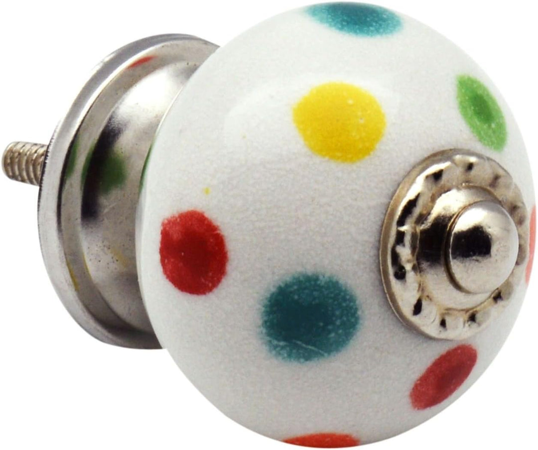 Nicola Spring Runde Keramikschrankknöpfe - Polka Dot - Pack Von 6