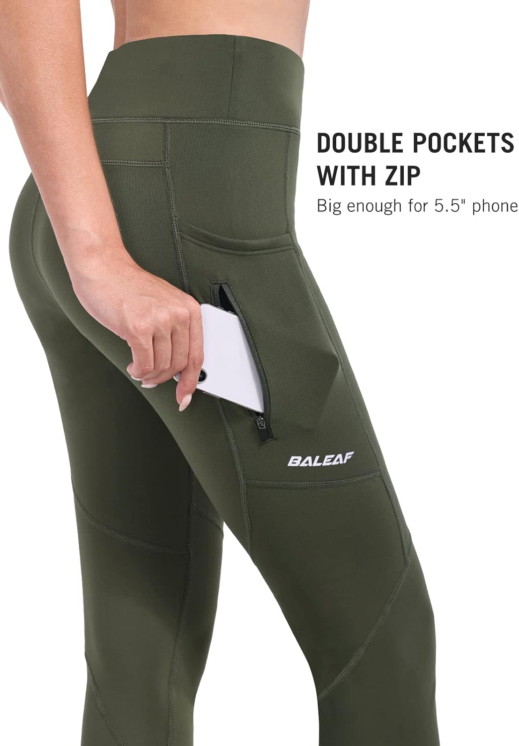 baleaf Thermoleggings Winter Damen Fahrradhose Lang mit Reissverschluss Warm Gefüttert Jogginghose R