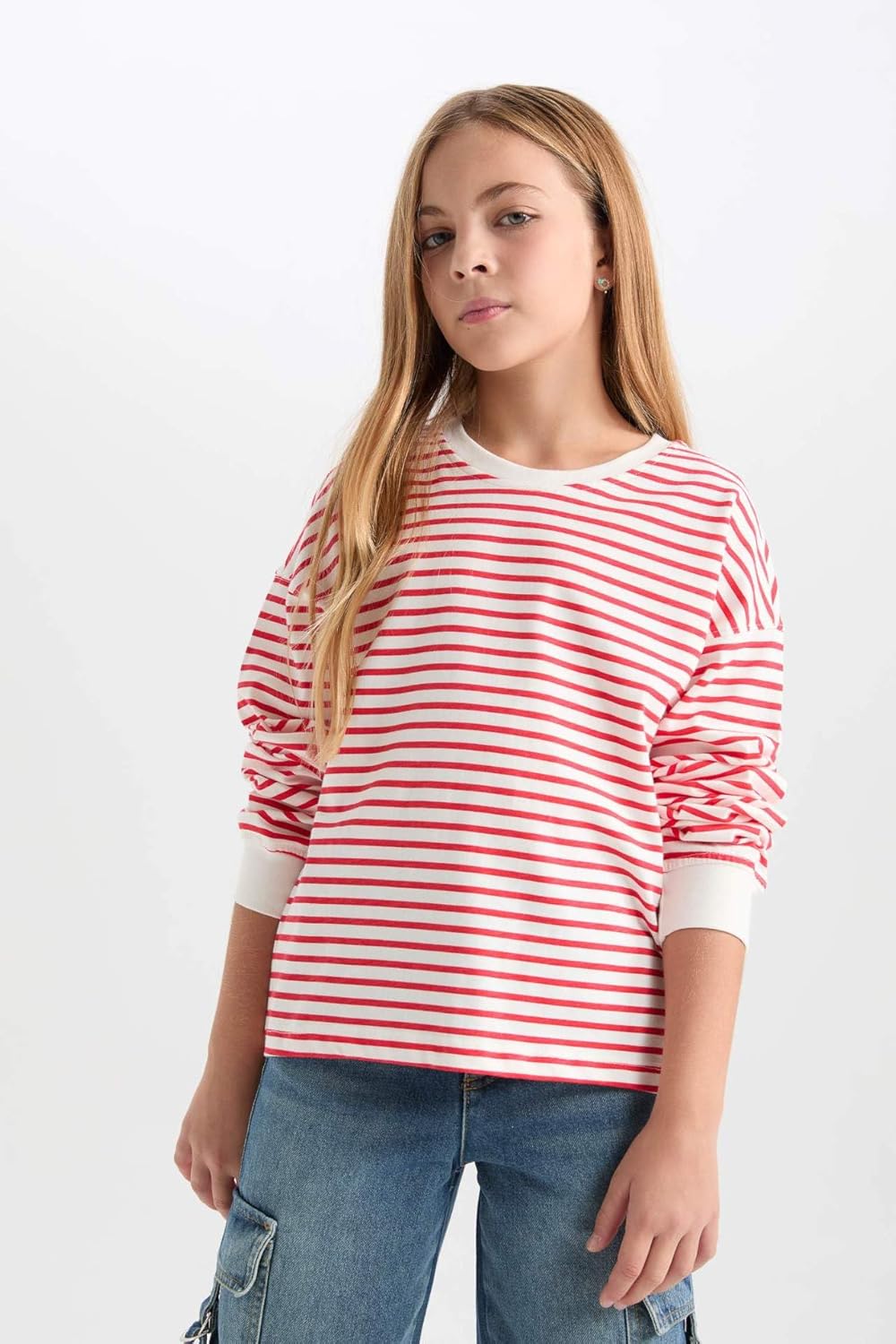 DeFacto Girl Regular Fit Langarm Gestricktes Kapuzen-Sweatshirt für Mädchen 11-12 Jahre Rot, 11-12 J