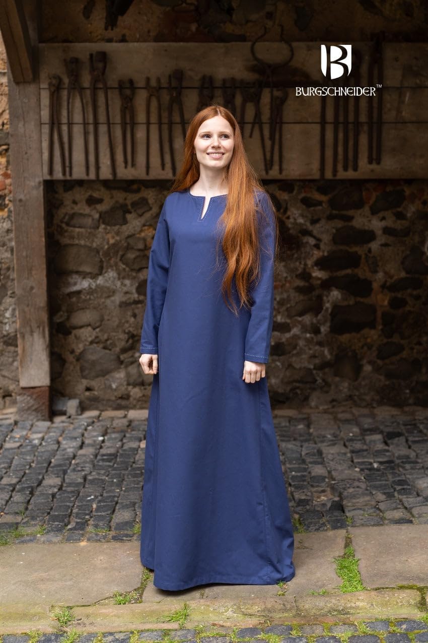 Burgschneider - Unterkleid Feme - Kleidung für Larp, Mittelalter, Cosplay und Fantasy Dark Blue S, D