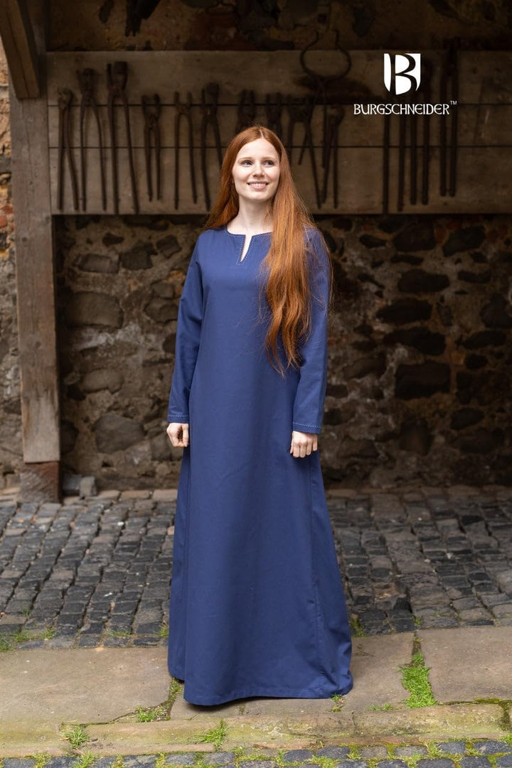 Burgschneider - Unterkleid Feme - Kleidung für Larp, Mittelalter, Cosplay und Fantasy Dark Blue S, D