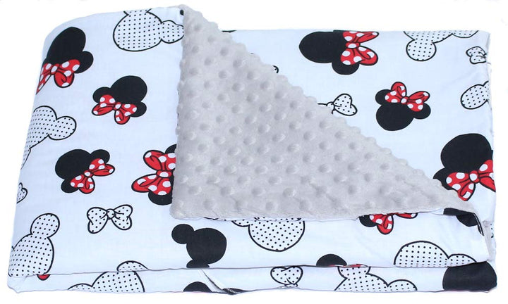 Primawela Baby Einschlagdecke MINKY MÄUSCHEN mit Kapuze 90x90 cm Babyschale Decke (Mit GRAU), Mit Gr