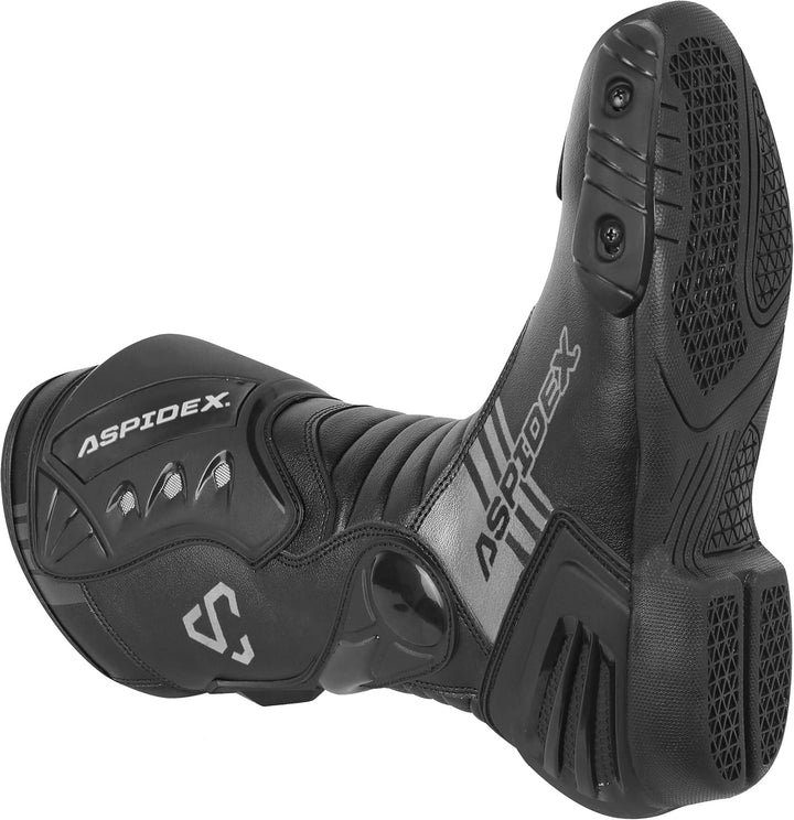 Uni Motorradstiefel aus Leder mit verstärkten Protektoren, rutschfester Sohle und Reissverschluss un