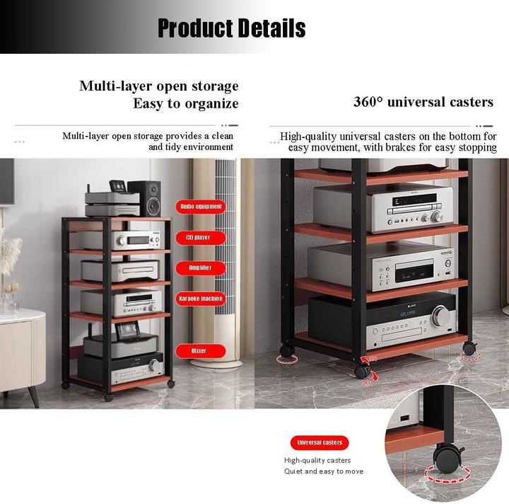Audio Rack HiFi Regal 7-lagiges HiFi-Audio-Schrank-Streaming-Geräte-Schrank-Audio-Rack mit leisen Ro