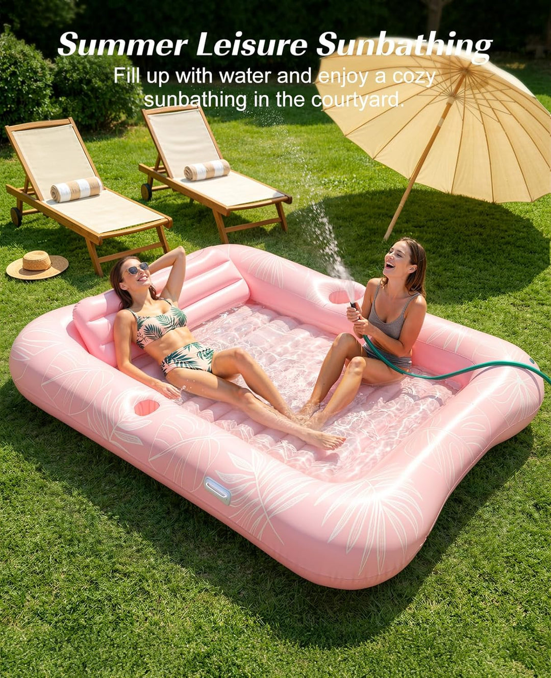 HeySplash Aufblasbares Pool Luftmatratze mit Tassenhalter, Pool Aufblasbares Bett in Meerjungfrau Sc