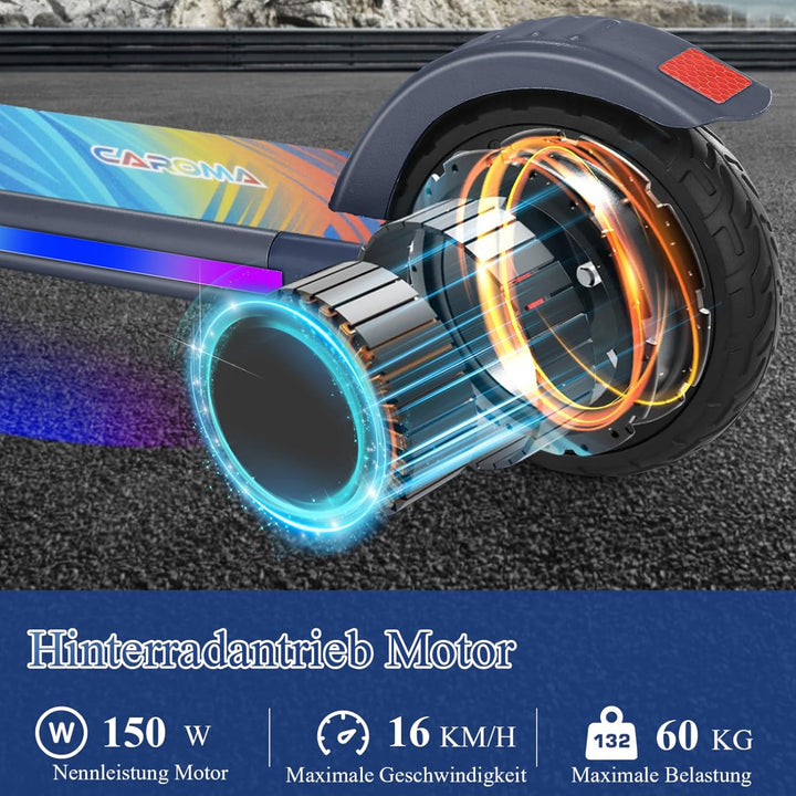 Caroma E Scooter Kinder von 6-14 Jahren, 180W Motor, 16 km/h, E Roller Kinder, Einstellbare Geschwin