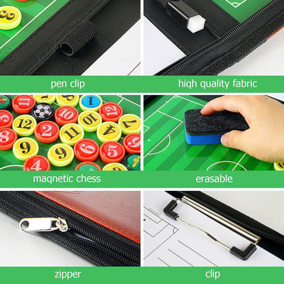 MKNZOME Professional Tragbar Taktikboards, Magnet Fussball Coach-Board Taktikmappe Coach-Mappe mit T