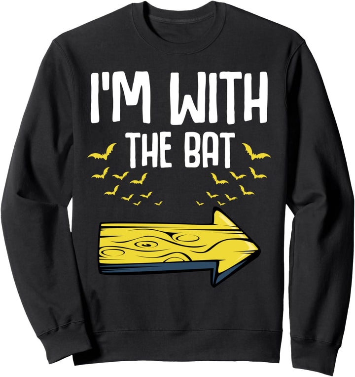 I'm With The Bat Halloween Matching Paar-Kostüm Lustig Sweatshirt