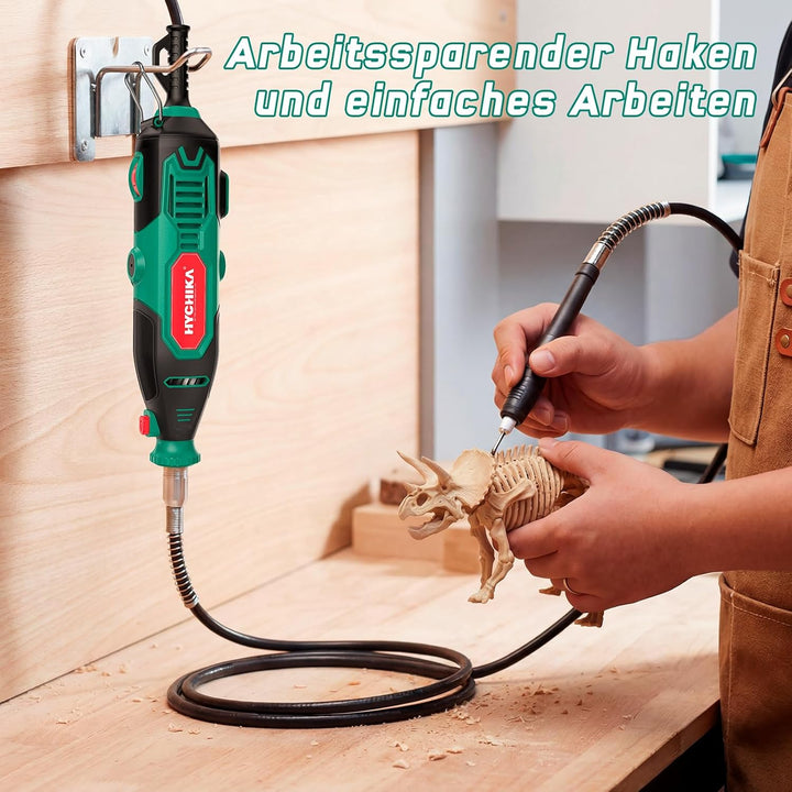 HYCHIKA 150W Rotationswerkzeug-Set mit Kettensägeschärfer, 7-Stufig Regelbar 10000–33000 U/min, 167