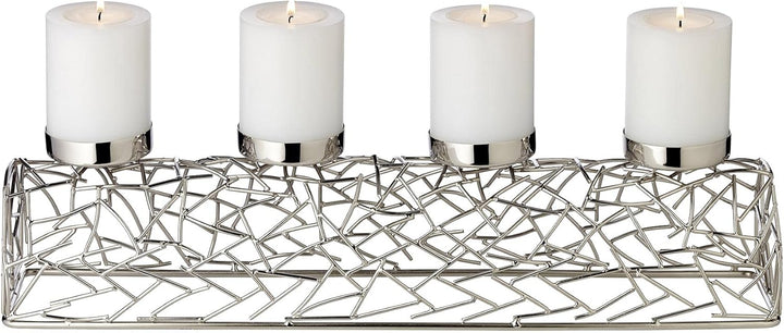 EDZARD Adventskerzenhalter Milano Silber, Messing vernickelt, modernes AST-Design, Länge 44 cm, Adve