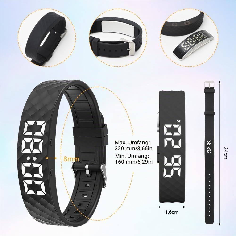 CEWROM Vibrationswecker Armband, Vibrationsalarm Erinnerung Uhr, Silent Vibrating Alarm Reminder Wat