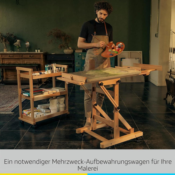 MEEDEN Kunstwagen Speicherorganisator, 3-stöckiger Rollbarer Studiowagen mit Lenkrollen, Multifunkti