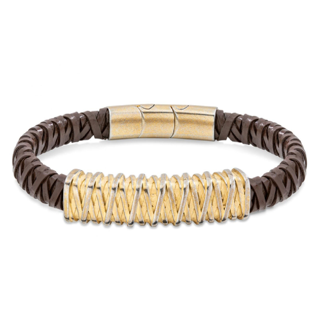 Barbedwire Police Herren Armband | Edelstahl und geflochtenes Leder Bunt, Bunt