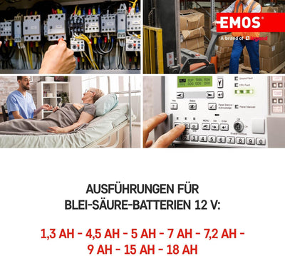 EMOS - Wartungsfreier Bleiakku - 12V 7,2Ah - AGM Batterie - Faston 6,3mm Anschluss - Für USV-Geräte,