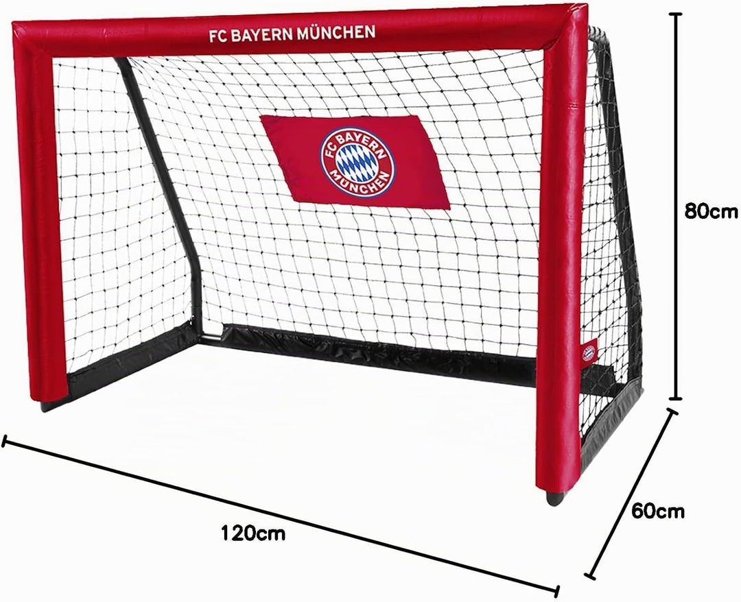 Offizielles FC Bayern München Fussballtor mit gepolstertem Torrahmen für den Garten 120 cm, 120 cm