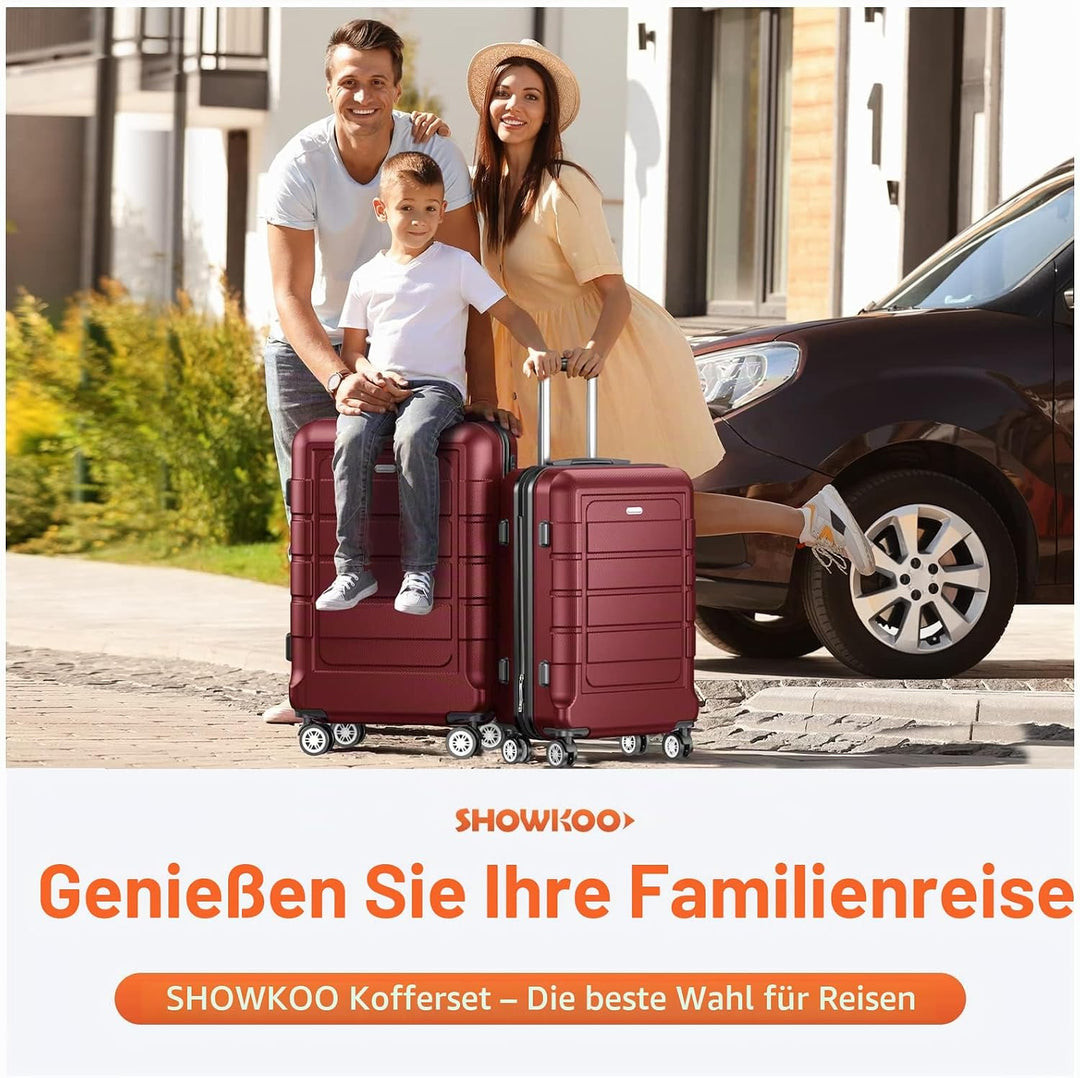 SHOWKOO Koffer Mittelgross Hartschale Leicht Reisekoffer ABS+PC Erweiterbar Haltbar Trolley Handgepä