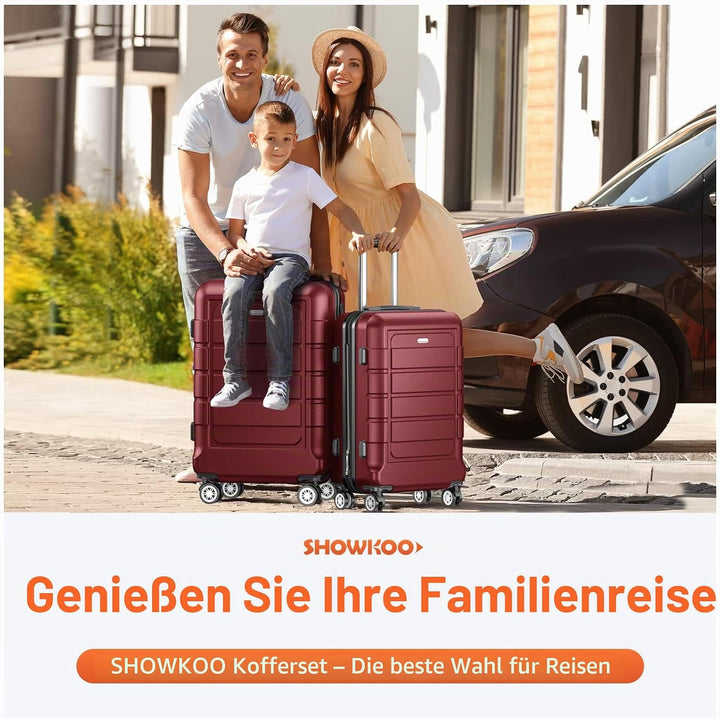 SHOWKOO Koffer Mittelgross Hartschale Leicht Reisekoffer ABS+PC Erweiterbar Haltbar Trolley Handgepä