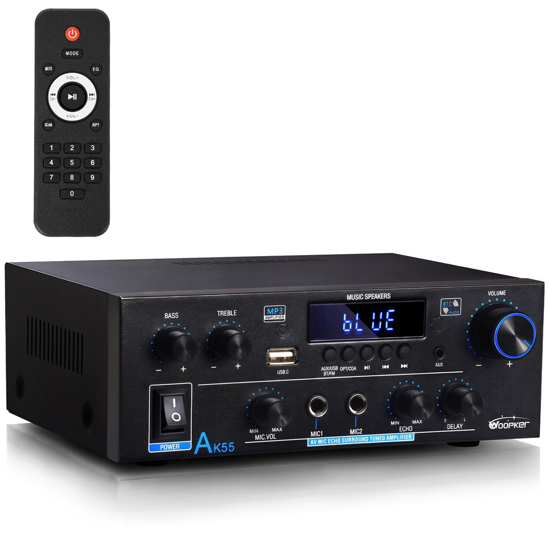 Stereo Verstärker - WOOPKER AK55 HiFi Verstärker Stereo Receiver 600W, 2.0 Kanal Bluetooth Verstärke