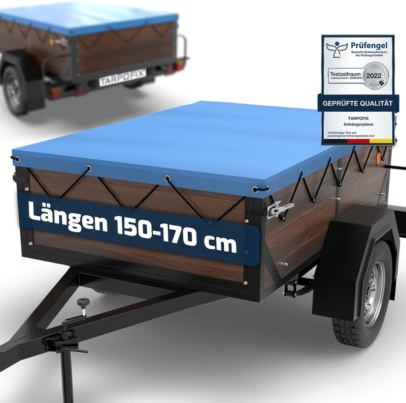 Tarpofix® Anhängerplane Flachplane 150 x 105 x 7,5 cm - inkl. Planengummi - randverstärktes Anhänger