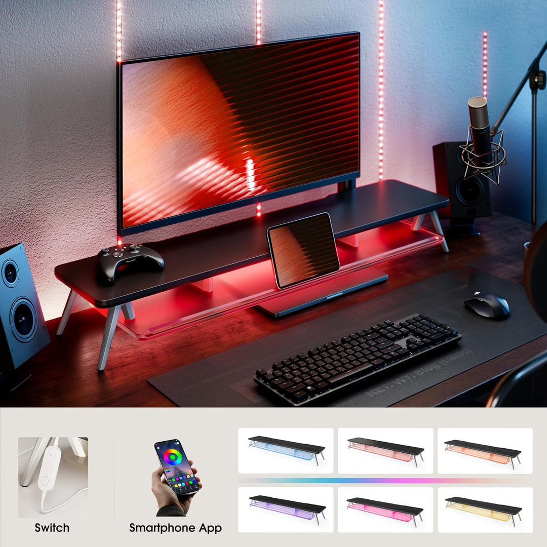 Fenge Monitorständer Riser mit Acrylablage und App-Steuerung LED Lights 108cm Grosser Computerstände