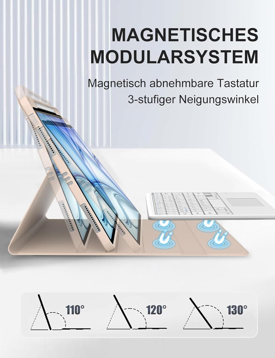 JADEMALL Für iPad Air 13" Hülle mit Tastatur & Touchpad – Kompatibel mit iPad Air 13 (2026 M4/2025 M