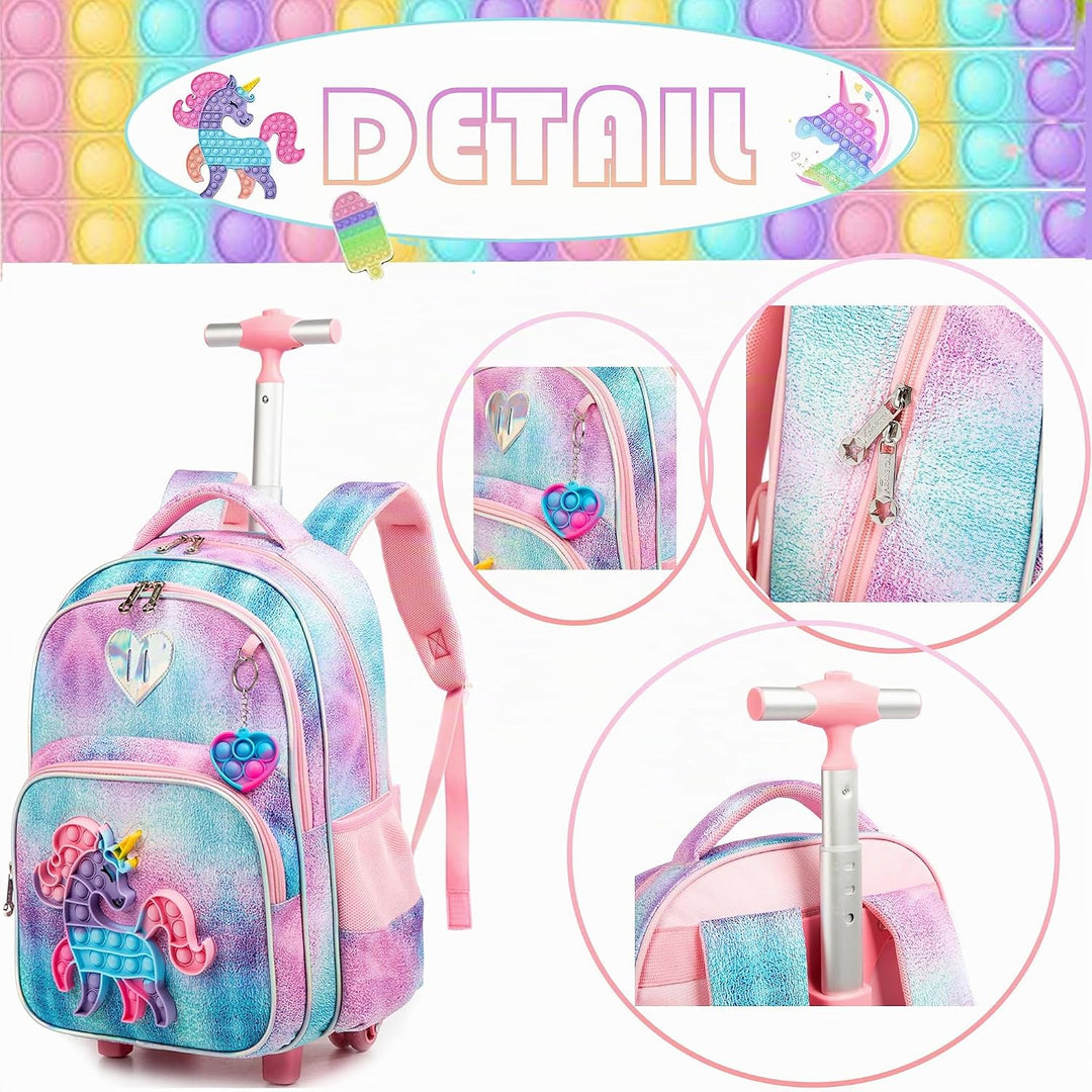 HTgroce Pop Push It Schulranzen Mit Rollen, Toy Schulranzen Trolley Pop Kinder, Fidget Trolley Rucks