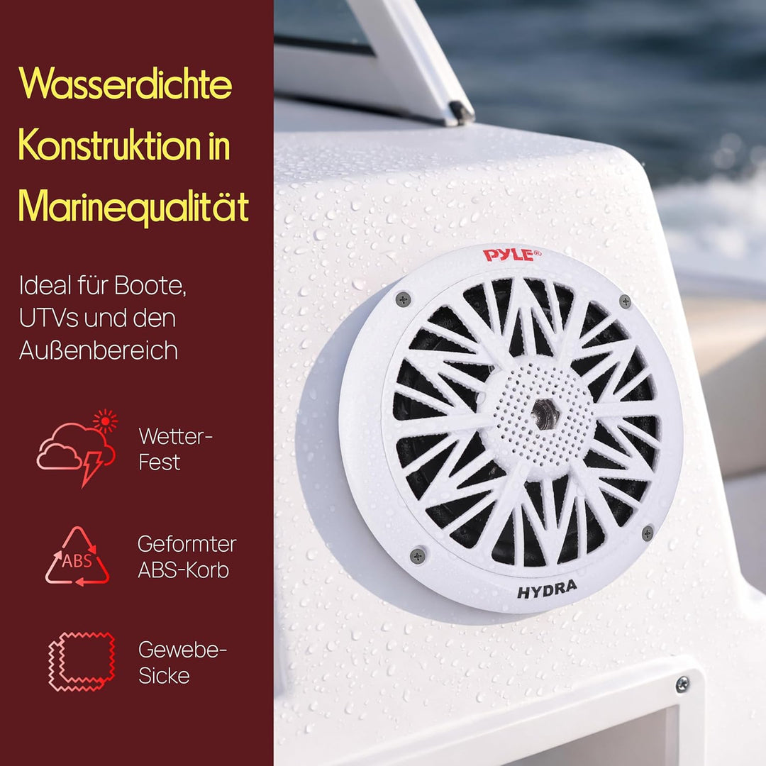 Pyle Marine Lautsprecher (150 Watt, 13,33 cm (5,25 Zoll), 2-Wege) weiss