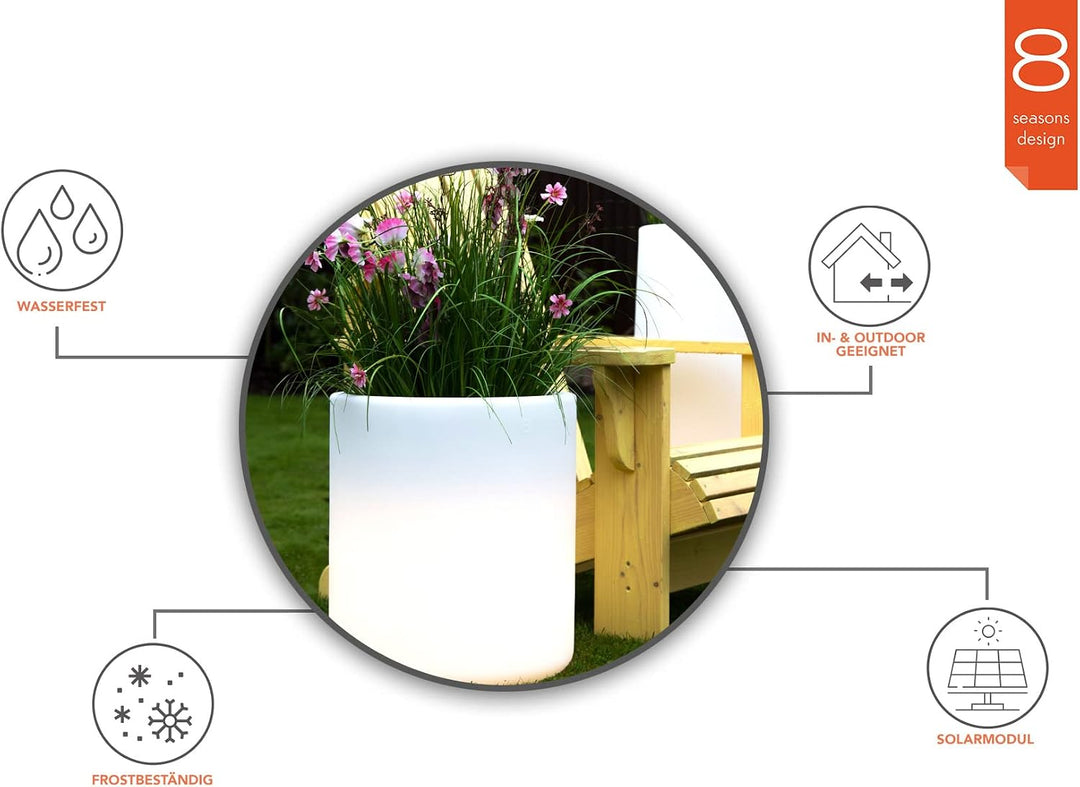 8 seasons design Elegant Pot S (Solar) 32361S Weiss S (39x39x45cm) SOLAR, S (39x39x45cm) SOLAR