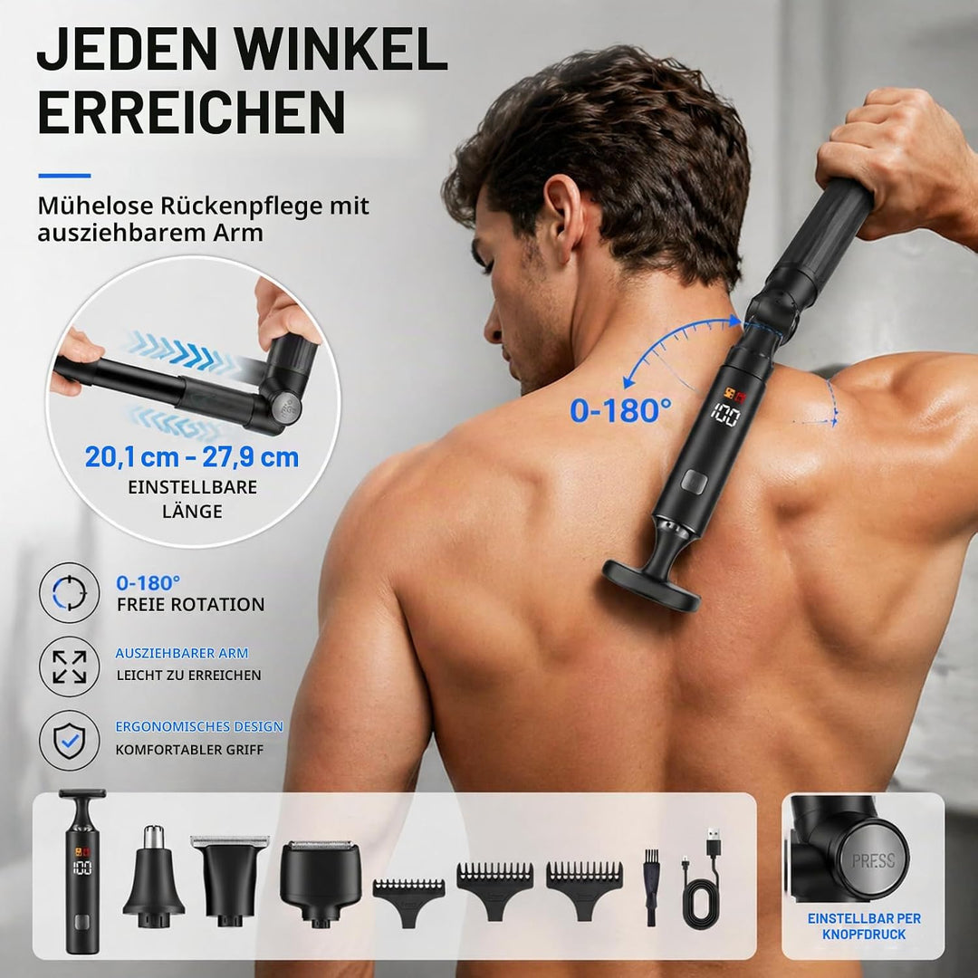 Elektrischer Rückenrasierer für Männer, 5 in 1 Körper-Trimmer, Body Rasierer Trimmer Intimrasierer H
