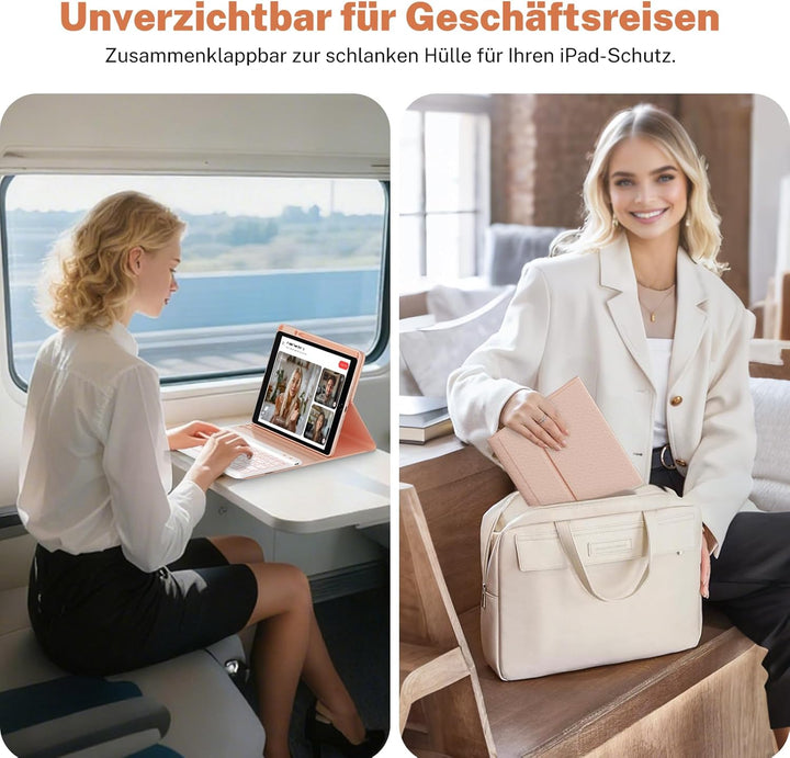 OYEEICE Hülle mit Tastatur für iPad 9/8/ 7 Generation 10,2 Zoll, Vergrösserte Anti-Falloff Tastenkap