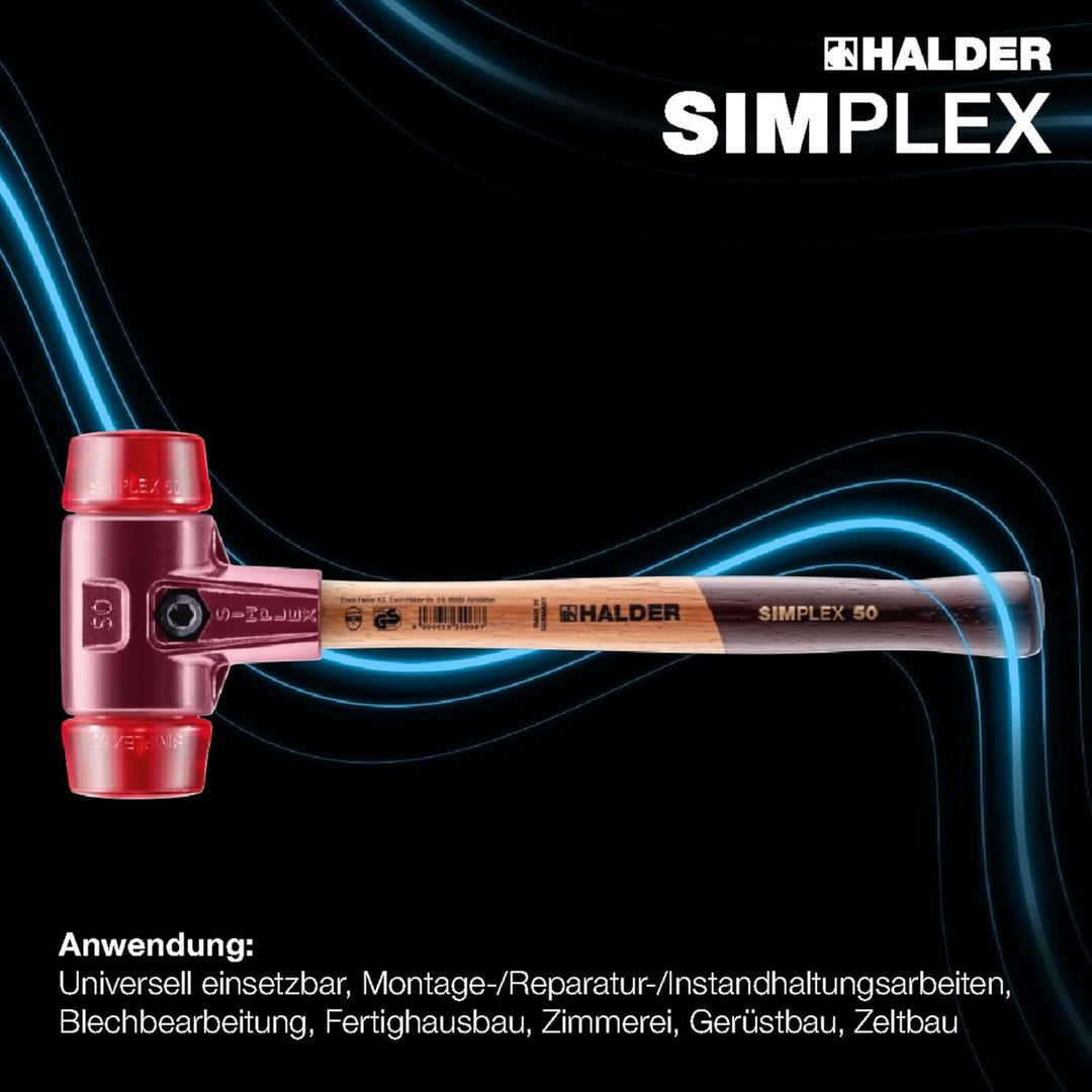 SIMPLEX-Schonhammer, Plastik; mit Tempergussgehäuse und hochwertigem Holzstiel | D=60 mm | 3006.060