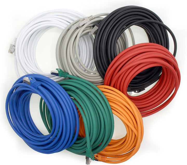 1aTTack.de 0,25m - 7 Farben - 7 Stück CAT.7 Netzwerkkabel Sftp (Rohkabel) Patchkabel (SET) 10000Mbit