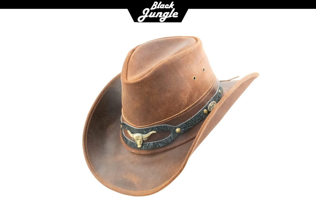 Black Jungle Ontario Outdoor Western Lederhut Australien Cowboy Lederhüte Reiterhut Unisex S Ocker,