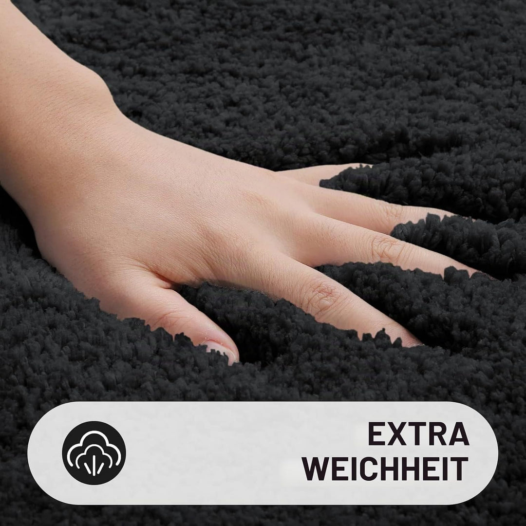 Homaxy Badezimmerteppich Set 2 teilig Badematte rutschfest Waschbar Weiche Hochflor Badteppich Flaus